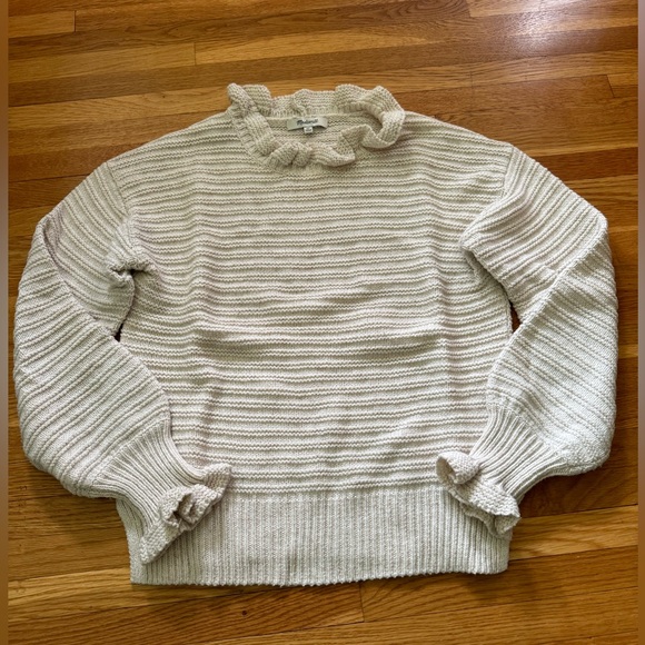 Madewell Ruffle-Neck Pullover Sweater in Cotton-Merino Yarn - Picture 5 of 9